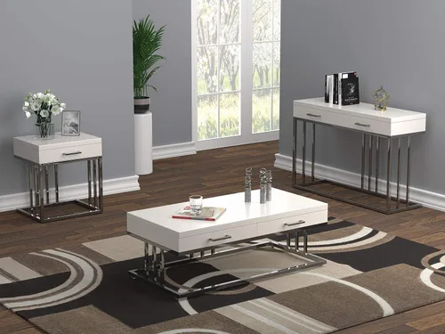 Miniatura 9 de Coaster Furniture Sofá Mesa Italiana Blanco y Latón Rosa 723139