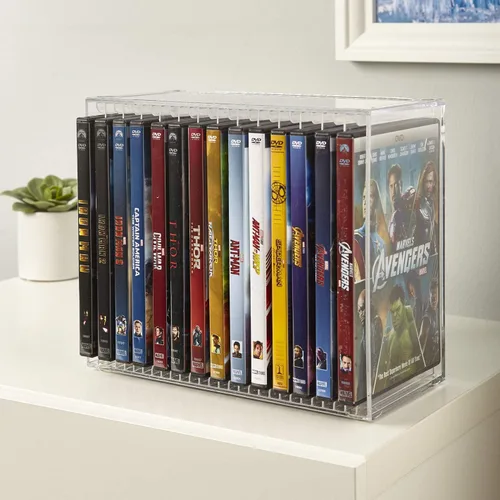 Miniatura 6 de STORi Stackable Clear Plastic DVD Organizer with Rubber Feet Rectangular Holder Perfect for Theater Room Holds up to 14 Standard DVD Cases