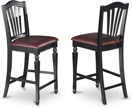 East West Furniture CHS-BLK-LC Chelsea - Juego de 2 sillas de comedor tapizadas de piel sintética de madera maciza, color negro