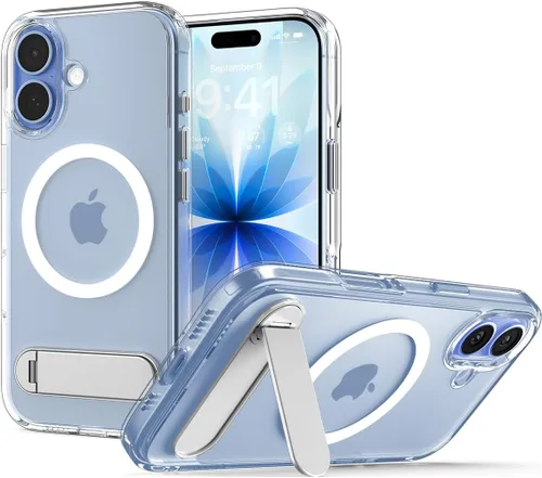 Miniatura 17 de Spigen Funda ultra híbrida S MagFit diseñada para iPhone 15 (2023) [Kickstand] [Amti Yellowing], compatible con MagSafe, color negro