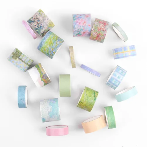 Miniatura 8 de Dizdkizd - Juego de 20 rollos de cinta Washi con flores verdes, bonita cinta adhesiva estacional para diario, suministros estéticos