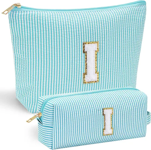 Miniatura 160 de YOOLIFE Regalos del Día de la Madre para mujeres, bolsa de maquillaje con inicial, bolsa de cosméticos, bolsa de maquillaje de viaje, regalos Rosado