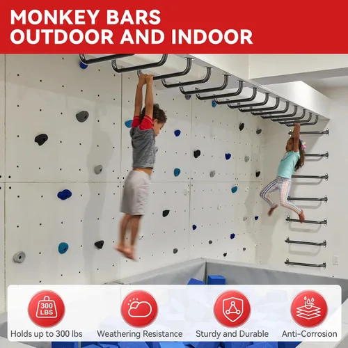 Miniatura 3 de Juego de barras de seguridad de 17.3 pulgadas para patio de recreo para interiores y exteriores, juego de barras de mono, accesorios de agarre