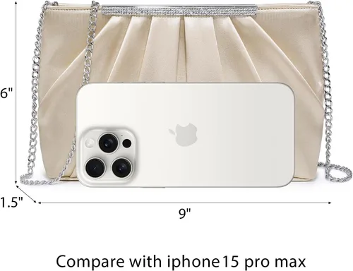 Miniatura 6 de Dasein - Bolsos de mano elegantes con pliegues para mujer, bolsos formales de noche con diamantes de imitación para bodas, fiestas, graduaciones