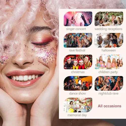 Miniatura 6 de Juego de gel con purpurina de 40 colores, no necesita pegamento para el cabello, cara, cuerpo, purpurina para Halloween, carnaval, cosplay, paleta