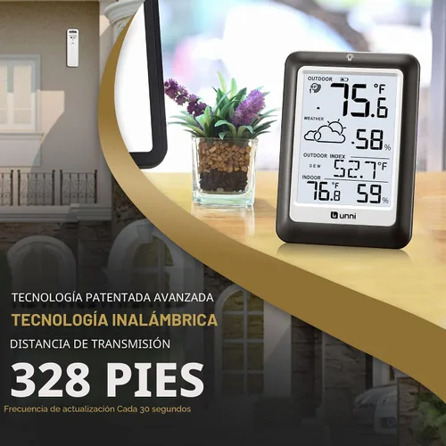 Miniatura 3 de Termómetro inalámbrico para interiores y exteriores, estación meteorológica inalámbrica, monitor de humedad y temperatura, funciona