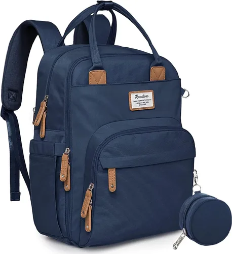 RUVALINO Mochila para Pañales, Paquete de Viaje Multifunción Bolsas de Cambio para Maternidad y Bebé, Gran Capacidad, Impermeable, Azul Pavo Real