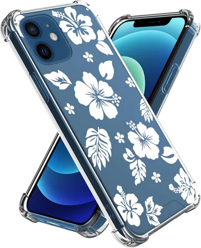 Miniatura 101 de Funda para iPhone 8 Plus y iPhone 7 Plus, linda funda Kawaii azul hibisco hawaiano floral estética floral para niñas preppy mujeres