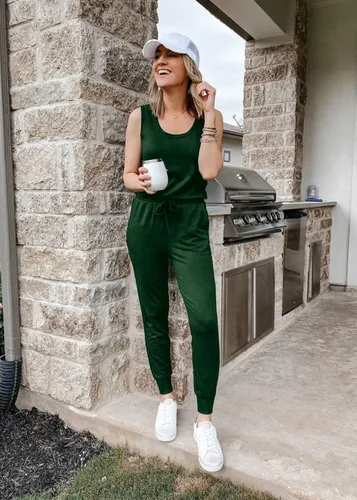Miniatura 2 de PRETTYGARDEN Womens 2 Piece Sleeveless Cutout Jumpsuit Tank Top With Long Pants
