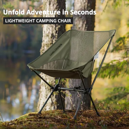 Miniatura 3 de CAMEL CROWN Silla de camping resistente para mochileros, silla plegable ultraligera con bolsa de transporte, portátil compacta para exteriores