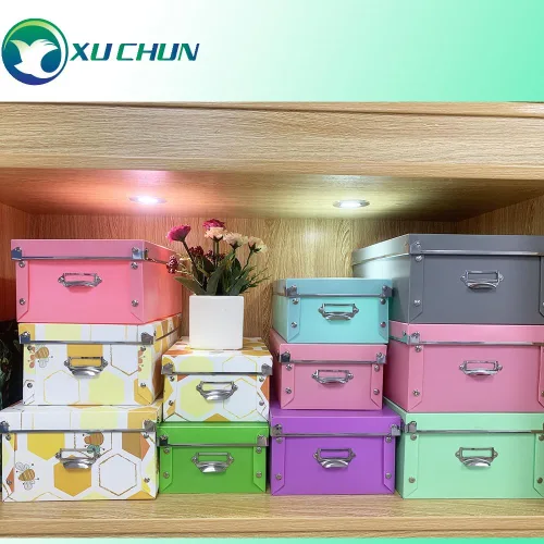 Miniatura 6 de XUCHUN Cajas de almacenamiento plegables de plástico con tapas, organizador decorativo para ropa, zapatos, oficina y recuerdos, diseño de anidación