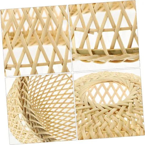 Miniatura 9 de OSALADI Pantalla de bambú tejida para lámpara con soporte de plástico, lámpara de bambú para granja, pantalla colgante rústica, pantalla natural