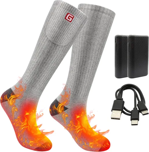 Miniatura 11 de Magnolia Calcetines calefactables, calcetines eléctricos recargables para hombres y mujeres, calentadores de pies de invierno con 3 ajustes de calor
