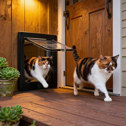 Miniatura 2 de HEEPDD Interior Exterior Cat Door, 4 Way Lock Pet Door with ABS Material Easy to Set Up and Simple Installation for Cabinets Garages Rooms Cat Black