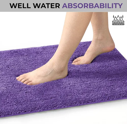 Miniatura 5 de Juego de 2 alfombras de baño de microfibra gruesa y suave, contorno en forma de U, lavables a máquina, alfombras de baño absorbentes, alfombrilla
