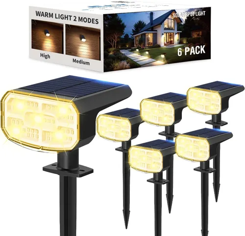 Miniatura 14 de JEJOT Luces solares para exteriores, impermeables, IP65, encendido/apagado automático, 2700 K, 2 modos de iluminación, LED súper brillante, luces