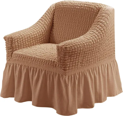 Miniatura 7 de Jeloris Funda Protectora Elástica para Sofá de Dos Plazas de Fácil Ajuste con Falda, Protector de Muebles Universal Duradero Lavable de Alta Beige