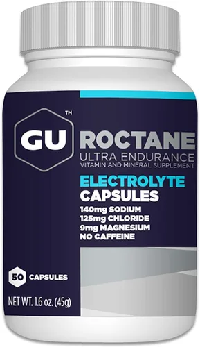 GU Energy Roctane Ultra Endurance Cápsulas de electrolitos, energía para antes, durante o después de cualquier entrenamiento, botella de 50 unidades