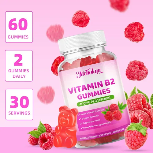 Miniatura 7 de Gomitas de vitamina B2 Riboflavina de 400 mg con magnesio para niños y adultos, alivio de la migraña, alivio del dolor de cabeza y apoyo del sistema