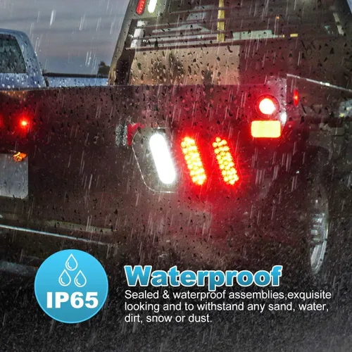 Miniatura 2 de Partsam 2 luces LED ovaladas rojas + 2 blancas de 6 pulgadas para remolque, kit de lente transparente, 24 LED, impermeable, parada, freno, giro
