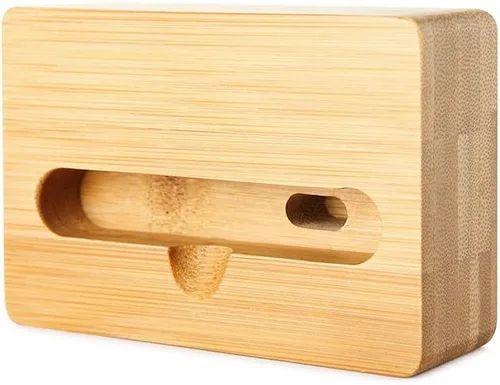 Miniatura 6 de Fanshu - Amplificador de soporte para teléfono celular, soporte universal portátil de madera para teléfono celular, soporte de cama de bambú