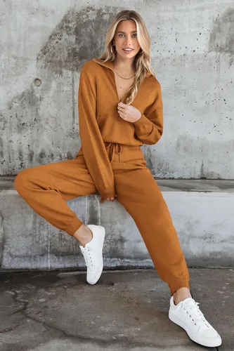 Miniatura 101 de PRETTYGARDEN Conjunto de suéter de 2 piezas para mujer, sudadera con cremallera, pantalones deportivos, ropa casual