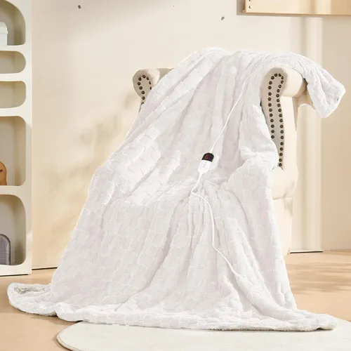 Miniatura 15 de Manta Eléctrica Throw - Franela Suave a Cuadros con 6 Niveles de Calentamiento, Apagado Automático de 4 Horas, Calentamiento Rápido, Certificado ETL