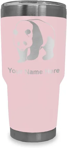 Miniatura 28 de LaserGram Vaso aislado al vacío de 20 onzas, oso panda, grabado personalizado incluido (negro)