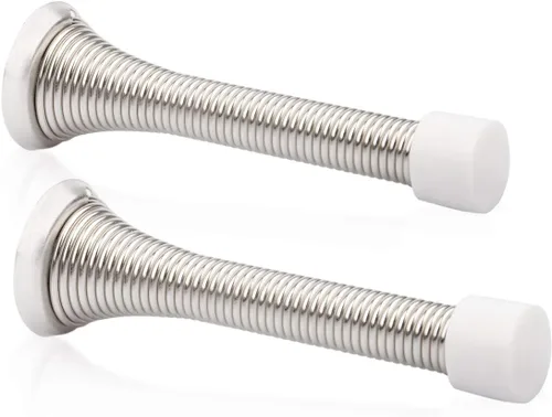 Miniatura 9 de Paquete de 18 topes de resorte para puerta, color blanco, topes flexibles de 3-1/4 pulgadas con puntas de parachoques de goma blanca