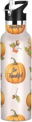 Kids Water Bottle 20 Oz Water Bottle Insulated for Boys Girls, BPA-Free, Autumn Pumpkins