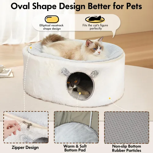Miniatura 6 de Zoratoo Hamaca elevada para gatos de interior, cama mullida y cálida para gatos con funda de cama desmontable, cama portátil para mascotas elevada