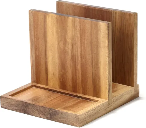 Miniatura 7 de Servilletero de Madera porta servilletas porta sal y pimienta con Salero y Pimentero Caddy, Adecuado para Cocina, Restaurante, Bar, Oficina, Negro