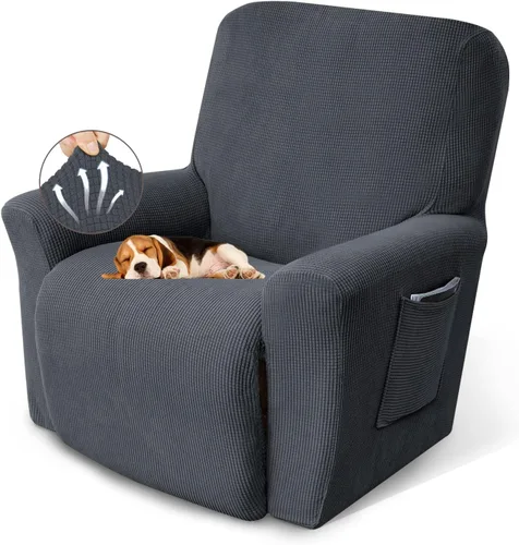 Miniatura 18 de KEKUOU Fundas para sillas reclinables, fundas elásticas para sofá reclinable de niño perezoso, 1 pieza, protector de muebles con parte inferior Azul