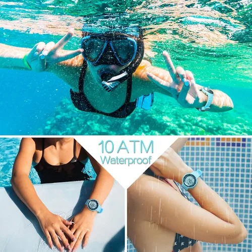 Miniatura 2 de Reloj deportivo digital para niños y niñas, para nadar o bucear 328.1 ft bajo el agua, con múltiples funciones de reloj despertador, cronómetro