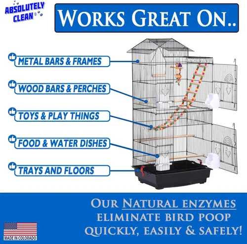 Miniatura 3 de Limpiador y desodorante para jaula de pájaros Absolutely Clean Asombroso - Solo rocíe/limpie - Elimina de manera segura y fácil los desordenes