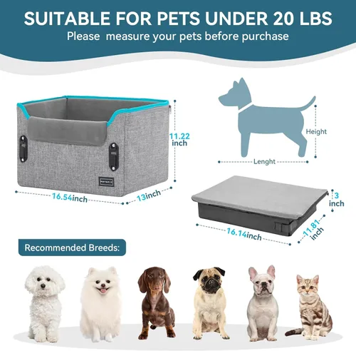 Miniatura 5 de PETSFIT Asientos de coche para perros pequeños – Hebillas de seguridad patentadas – Correa de seguridad – Asiento plegable elevador para perro