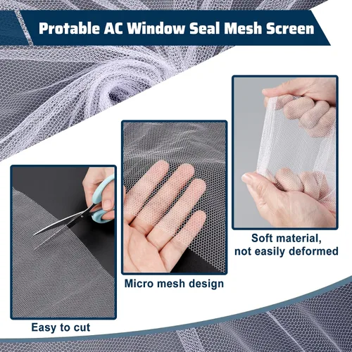 Miniatura 3 de Kit de sellado de ventana de CA portátil, protector de pantalla de malla, ajuste universal para la mayoría de placas de sellado de ventana