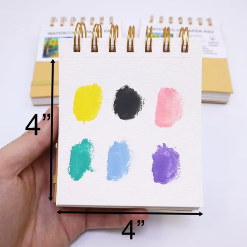 Miniatura 4 de Mini blocs de papel de acuarela, 4 x 4, paquete de 3, libros de bocetos de tapa dura, papel de algodón pesado de 140 libras/10.58 oz/m²