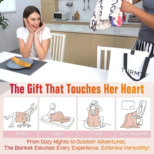 Miniatura 6 de TURMTF Regalos de cumpleaños para mamá de hija e hijo, manta de forro polar suave y cálida para mujer, manta acogedora para sofá, cama, viajes