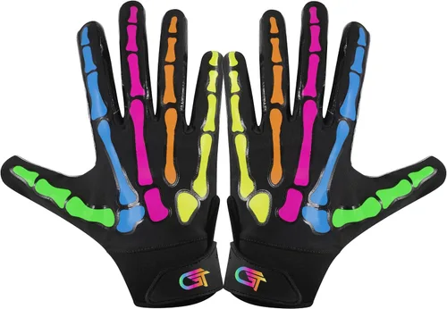 Miniatura 11 de Glorious Traders Youth Football Gloves American Wide Receiver Football Gloves for Adult Men Women & Boys with Super Sticky Silicone Grip Palms Blanco