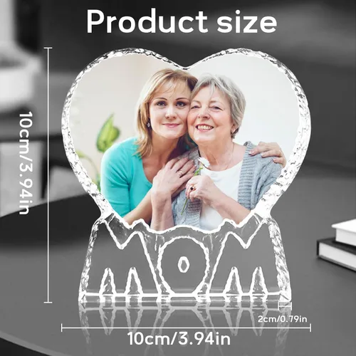Miniatura 2 de Foto de cristal 3D personalizada, marco de fotos en forma de corazón con luz nocturna de cristal 3D, el mejor regalo para parejas, amor, mujeres