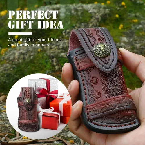 Miniatura 7 de Omesio Funda para cuchillo de bolsillo (M), funda plegable de 4.53 pulgadas para cuchillo plegable, funda de cuero para cuchillos, funda horizontal