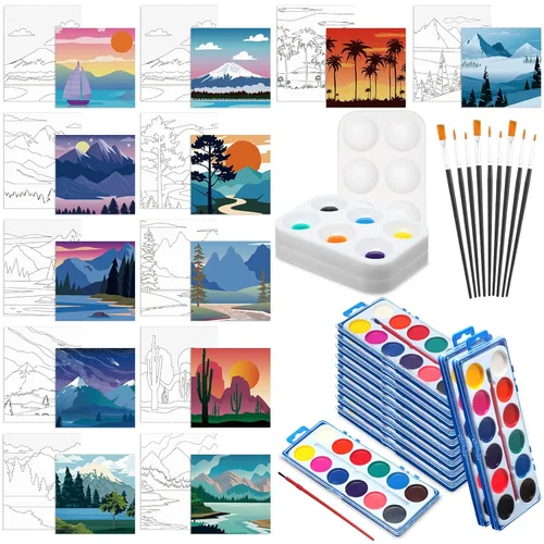 Miniatura 12 de Ctosree 12 juegos de lienzo predibujado para pintar adultos, kit de sorbo y pintura, lienzo preimpreso a granel para Pascua, Día de la Madre