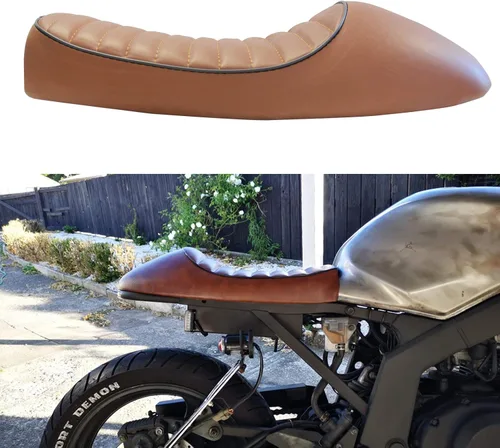 Miniatura 11 de Asiento plano retro de rombo negro vintage para motocicleta Cafe Racer para KZ400 KZ550 K750 Z650 W650 CB100 CB125 CB175 CB200 CB350 CL200 CL350