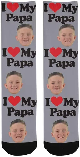 Miniatura 3 de Calcetines personalizados para la cara convierten tu foto en Santa Claus calcetines personalizados unisex para regalo único