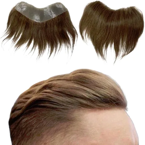 Miniatura 22 de Voloria Tupé de cabello humano 100 % de piel sintética para hombre, peluca frontal para retroceso, sistemas de reemplazo de línea capilar natural