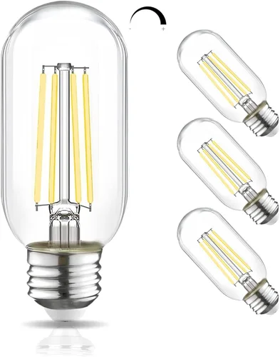 Miniatura 9 de Bombilla LED regulable T45 equivalente a 60 W, bombillas LED Edison vintage E26, bombilla decorativa tubular transparente, 2700 K, blanco suave, 750
