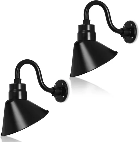 Miniatura 11 de Lámpara de señal de cuello de cisne con pantalla angular negra satinada de 10 pulgadas con brazo de extensión largo de 22 pulgadas, aplique de pared