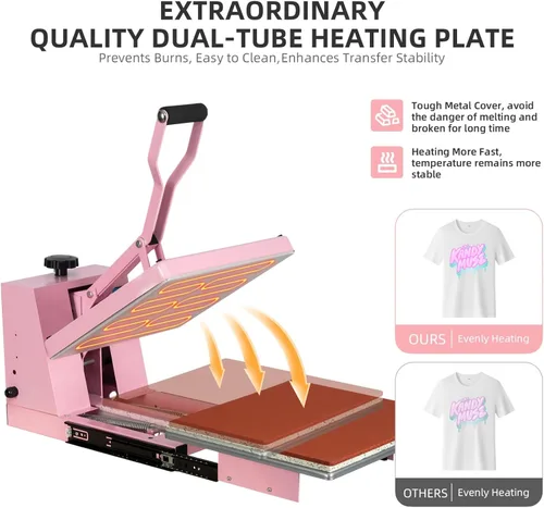 Miniatura 2 de Prensa térmica de 15 x 15 pulgadas, máquina de prensa de calor manual para camisetas, máquina de prensado de camisetas para ropa, bolsas, cortina