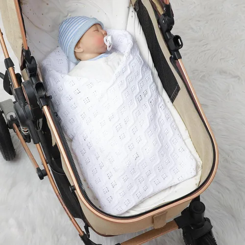 Miniatura 2 de mimixiong Manta de algodón celular de punto para bebés, manta suave para niños y niñas, 40 x 30 pulgadas